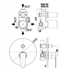 Miscelatore incasso doccia con deviatore 2 vie Sly cromo - Paffoni 2