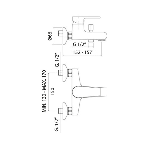 Miscelatore monocomando per vasca Logos cromo Mamoli