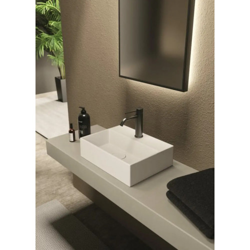 Lavabo d'appoggio salvaspazio monoforo SPY bianco lucido – Alice Ceram