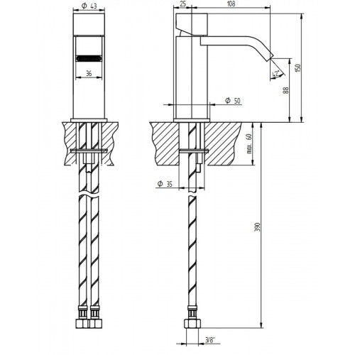 Miscelatore lavabo monoforo senza scarico M-Uno cromo – Bellosta