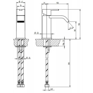 Miscelatore lavabo monoforo senza scarico M-Due cromo – Bellosta 2