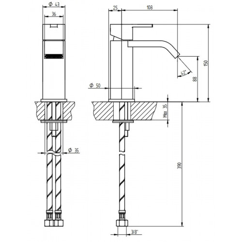 Miscelatore lavabo monoforo senza scarico M-Due cromo – Bellosta