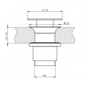 Piletta click clack quadrata con troppo pieno cromo – Bellosta 2