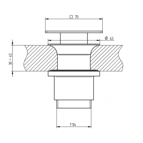 Piletta click clack quadrata con troppo pieno cromo – Bellosta