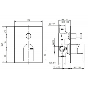 Miscelatore doccia incasso con deviatore a 2 uscite Jeans cromo – Bell 2