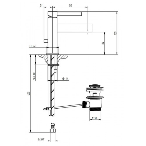Miscelatore lavabo monoforo con scarico Zehn cromo - Bellosta