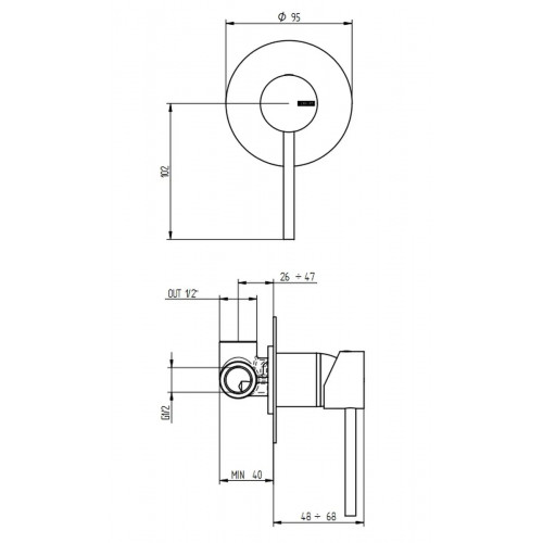 Miscelatore per doccia ad incasso Mini-B cromo - Bellosta