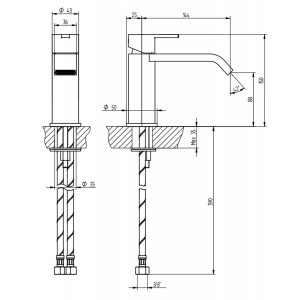 Miscelatore lavabo monoforo bocca prolungata senza scarico M-Due cromo 2