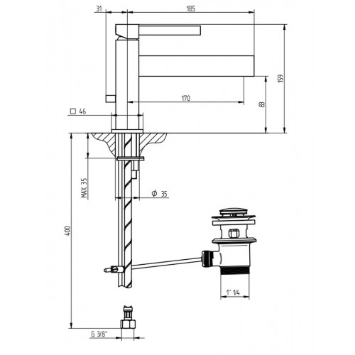 Miscelatore lavabo monoforo bocca prolungata Zehn cromo – Bellosta