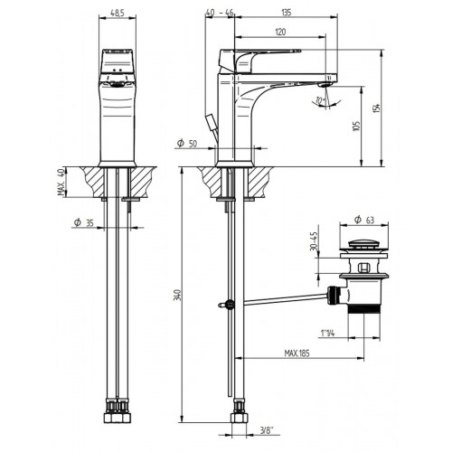 Miscelatore monocomando per lavabo Cinema con scarico cromo – Bellosta