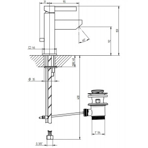 Miscelatore bidet monoforo con saltarello Zehn cromo - Bellosta 2