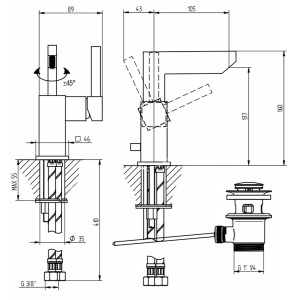 Miscelatore bidet monoforo bocca girevole Zehn cromo - Bellosta 2