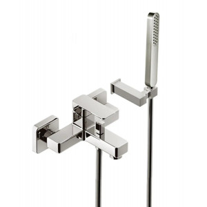 Miscelatore vasca esterno con doccetto e flessibile Tono cromo - Nobil