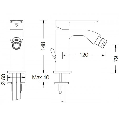 Miscelatore bidet con scarico automatico Son cromo - Eurorama