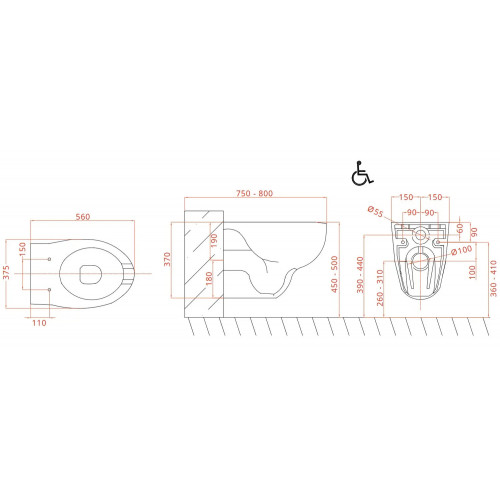 Vaso sospeso con apertura anteriore Open bianco - Goman