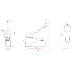 Miscelatore monocomando per lavabo con leva clinica No Air cromo - Gom 2