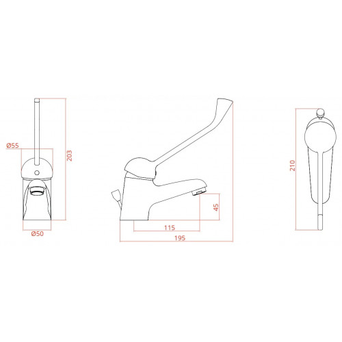 Miscelatore monocomando per lavabo con leva clinica No Air cromo - Gom