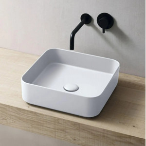 Lavabo da appoggio quadrato Shui Comfort 40x40 cm bianco lucido - Cera
