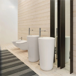 Lavabo freestanding 45x45x82 cm Fluid bianco lucido - Ceramica Cielo