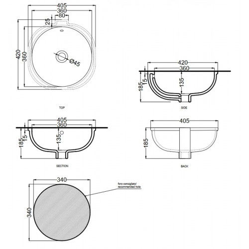 Lavabo tondo Enjoy bianco lucido - Ceramica Cielo