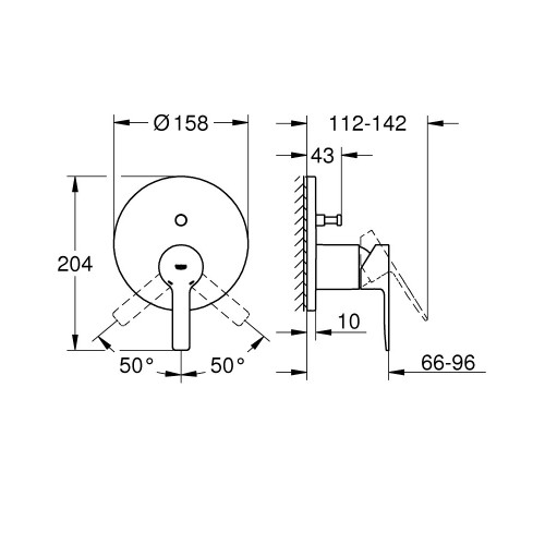 Miscelatore monocomando 2 vie con deviatore per doccia Lineare cromo -