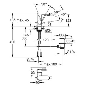 Miscelatore per bidet con sistema di scarico cromato Plus - Grohe 2