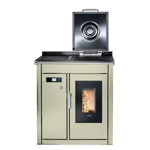 Termostufa a pellet da cucina Smart80 BT 22,6 Kw Crema - Klover