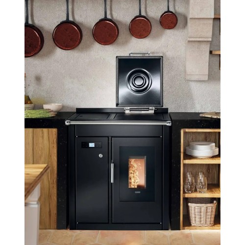 Termostufa a pellet da cucina Smart80 BT 22,6 Kw Crema - Klover
