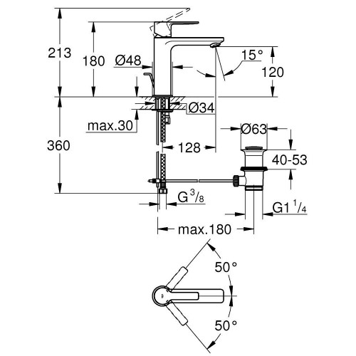 Miscelatore monocomando taglia S per lavabo Lineare cromo - Grohe