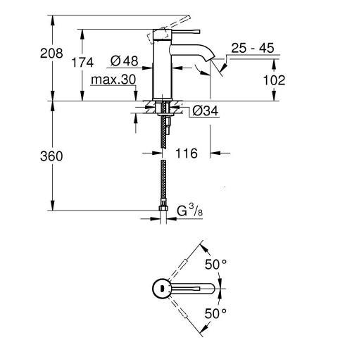 Miscelatore monocomando S Essence cromo per lavabo - Grohe