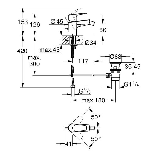 Miscelatore monocomando per bidet BauEdge cromo - Grohe