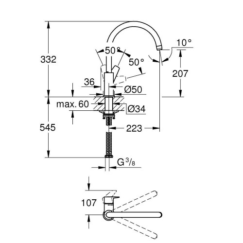 Miscelatore monocomando per lavello BauEdge cromo - Grohe