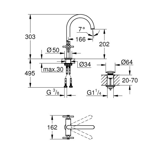Batteria monoforo taglia L per lavabo Atrio grafite spazzolato - Grohe