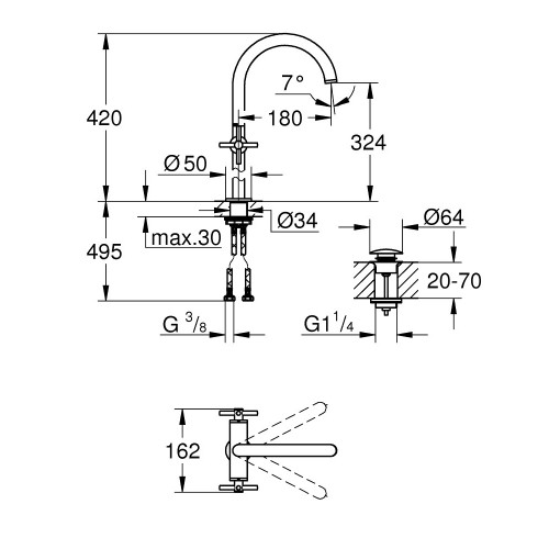 Batteria taglia XL per lavabo Atrio grafite spazzolato - Grohe
