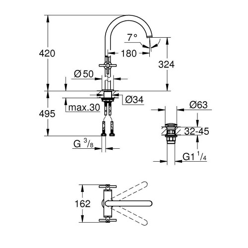 Miscelatore monoforo taglia XL Atrio cromo - Spa Bagni Grohe