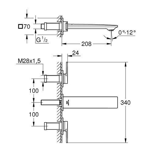 Miscelatore a parete 3 fori per lavabo Allure cromo - Grohe
