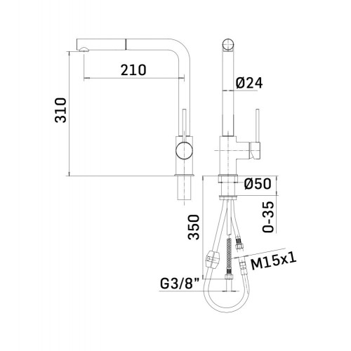 Miscelatore monocomando per lavello con doccia estraibile Banana Junio