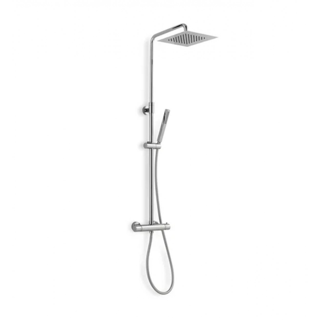 Colonna doccia Feel con soffione 200x20 mm quadro e doccetta cromo - M