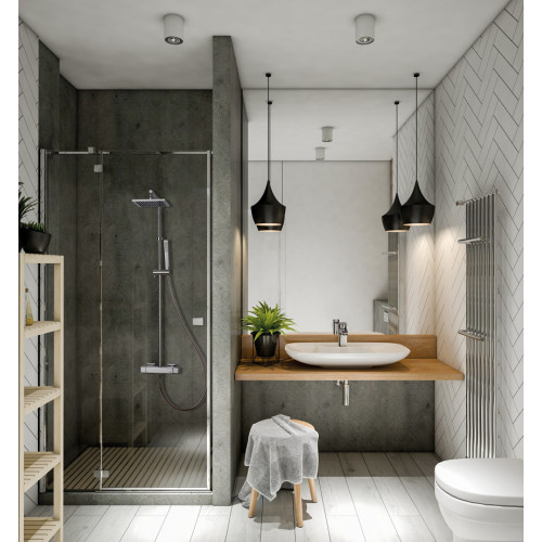 Colonna doccia Feel con soffione 200x20 mm quadro e doccetta cromo - M