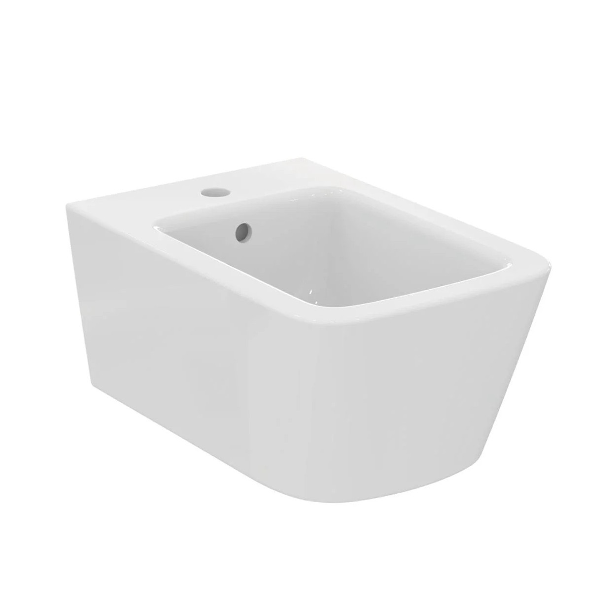 Bidet sospeso Blend Cube con troppopieno bianco lucido - Ide