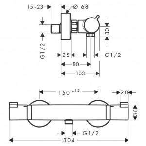 Miscelatore Termostatico Esterno Doccia Ecostat Cromo Hansgrohe - Desi 2