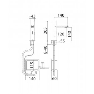 Rubinetto elettronico monoacqua per lavabo con comando ad infrarossi c 2