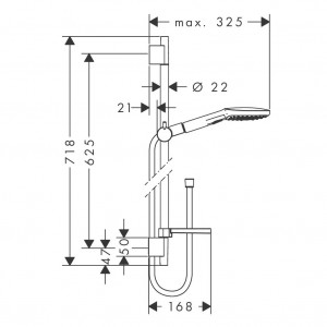 Set doccia con asta 65 cm e porta sapone Raindance Select E cromo Hans 2