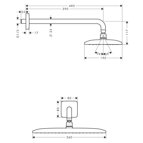 Soffione doccia Raindance E 360 1jet con braccio 39 cm cromo - Hansgro