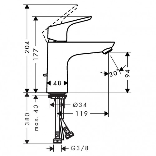 Miscelatore monocomando Focus 100 cromo per lavabo con piletta - Hansg