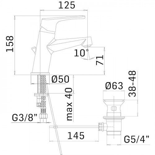 Miscelatore monocomando per lavabo Ecovip con scarico da 5/4” cromo -