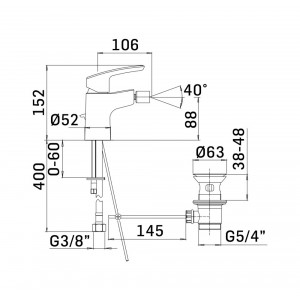 Miscelatore monocomando per bidet Ecovip + con scarico da 5/4” cromo M 2