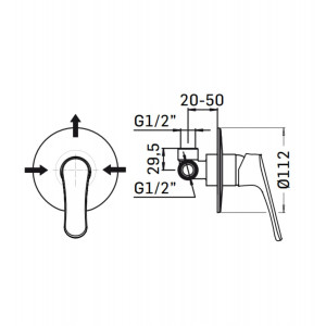Miscelatore monocomando incasso per doccia ECOVIP cromo Mamoli 2