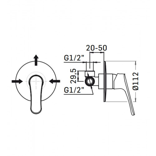 Miscelatore monocomando incasso per doccia ECOVIP cromo Mamoli