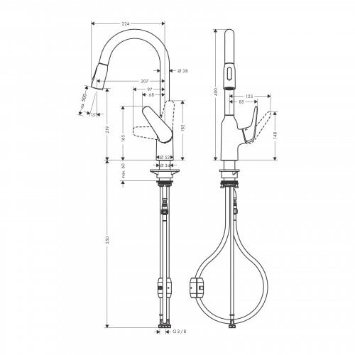 Miscelatore monocomando per lavello Focus M42 2jet con doccetta estrai